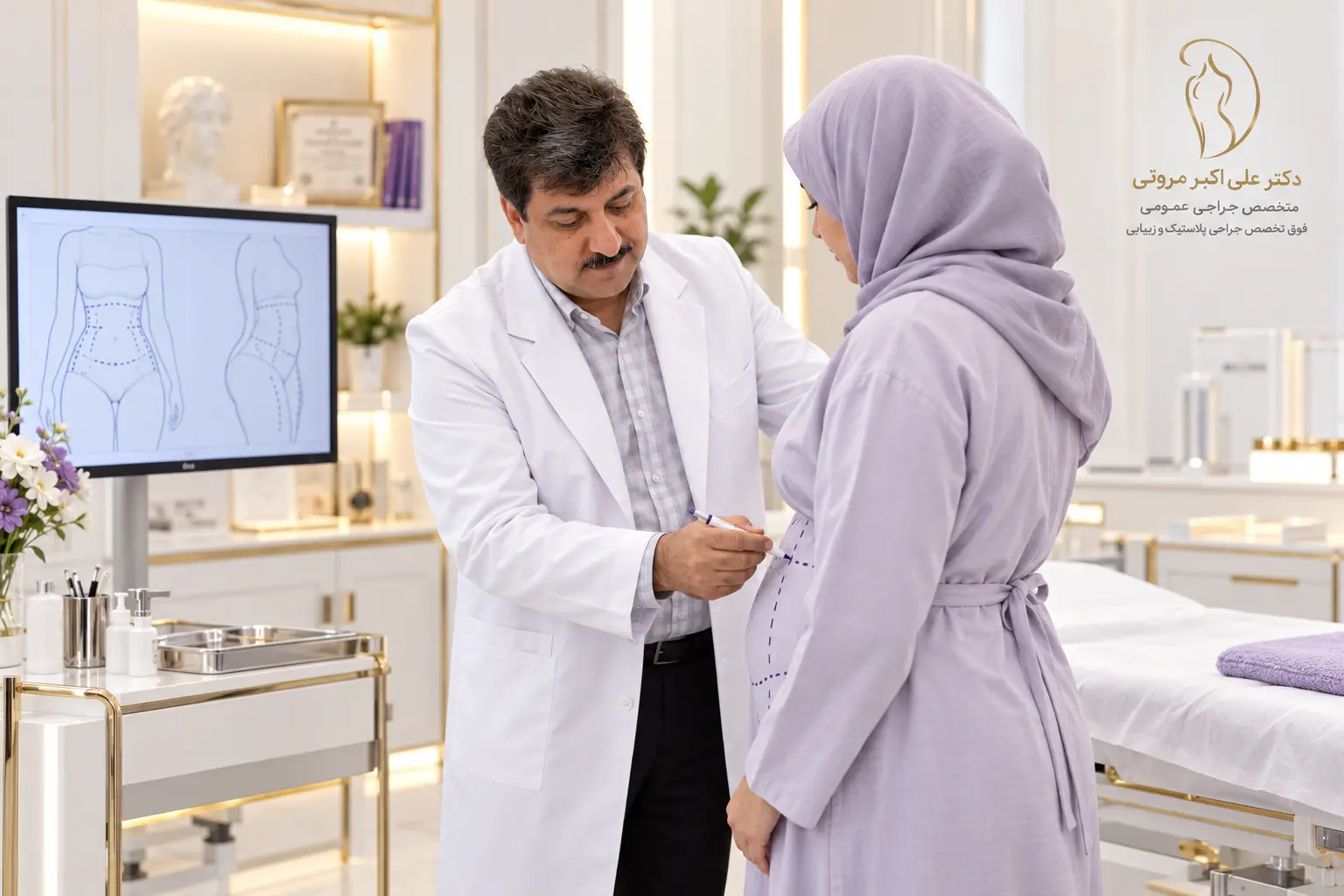 معاینه حضوری قبل از جراحی زیبایی و پیکرتراشی